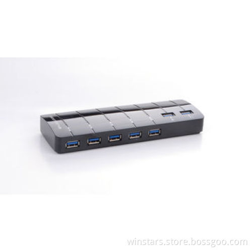 Super Speed USB 3.0 7 Port Hub with Power Adapter Compliant with USB Battery Charging
